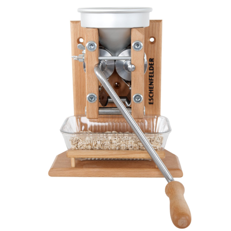 Eschenfelder Korn-Quetsche Wandmodell 1 Eschenfelder Wand-Kornquetsche mit Alutrichter