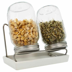 Eschenfelder 2er-Sprossen-System 1000 ml Glas, Weiß, Edelstahlring